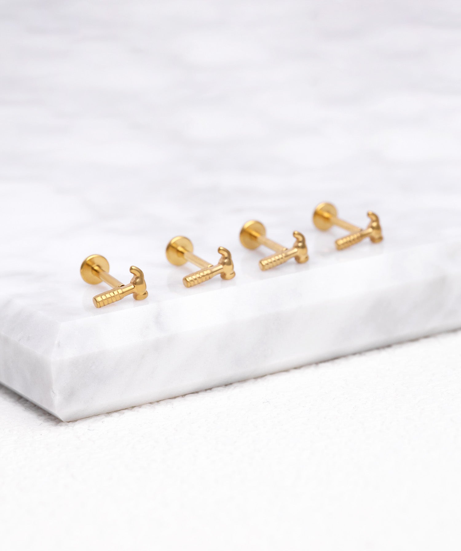 Titanium Hammer Flatback Stud - OumoJewelry