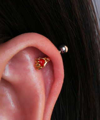 Love Palm Vertical Helix Stud - OumoJewelry