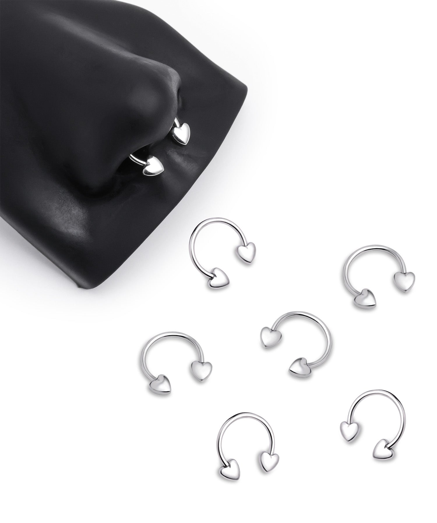 Puffed Heart Nose Ring - OumoJewelry