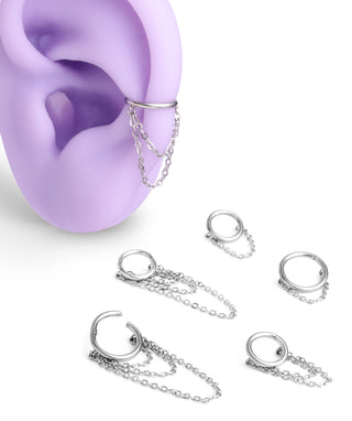 Titanium Chain Clicker Hoop - OumoJewelry