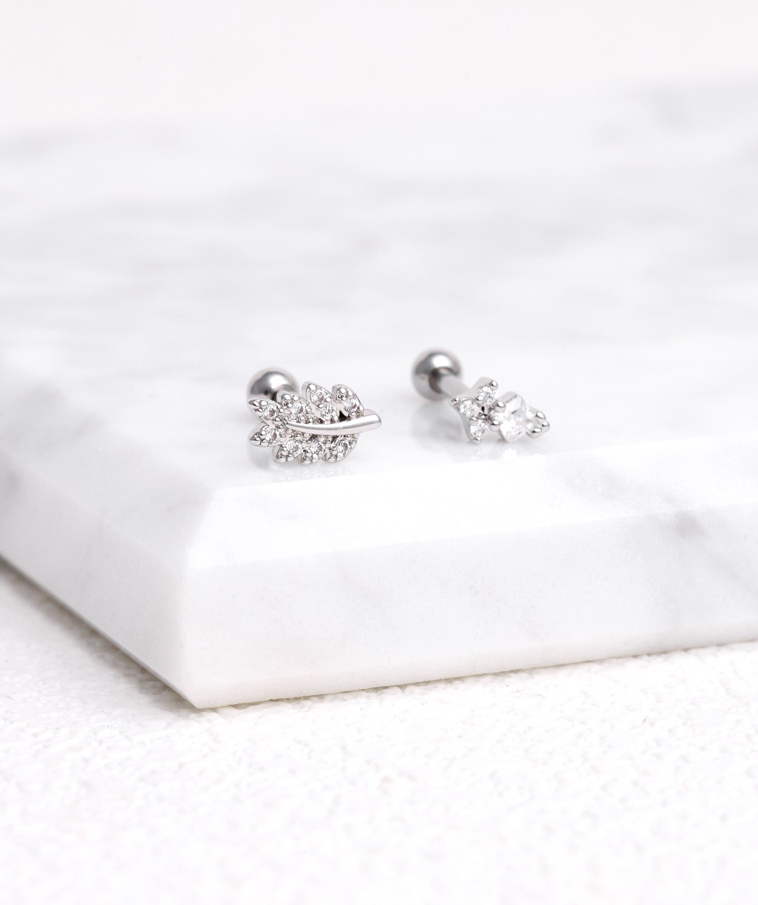 Mini Gemstone Stud - Stainless Steel - Upper Lobe, Helix, Flat - Oumo Jewelry