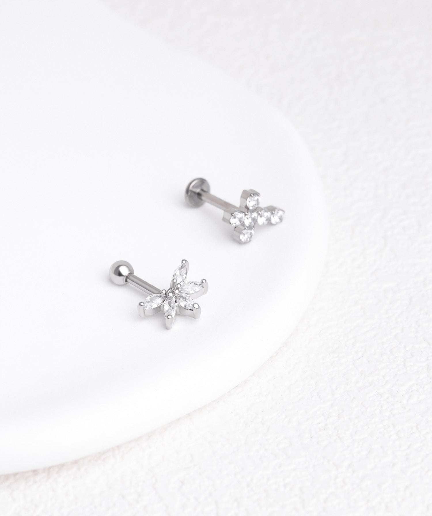 Titanium Cross Gems Flatback Stud - OumoJewelry