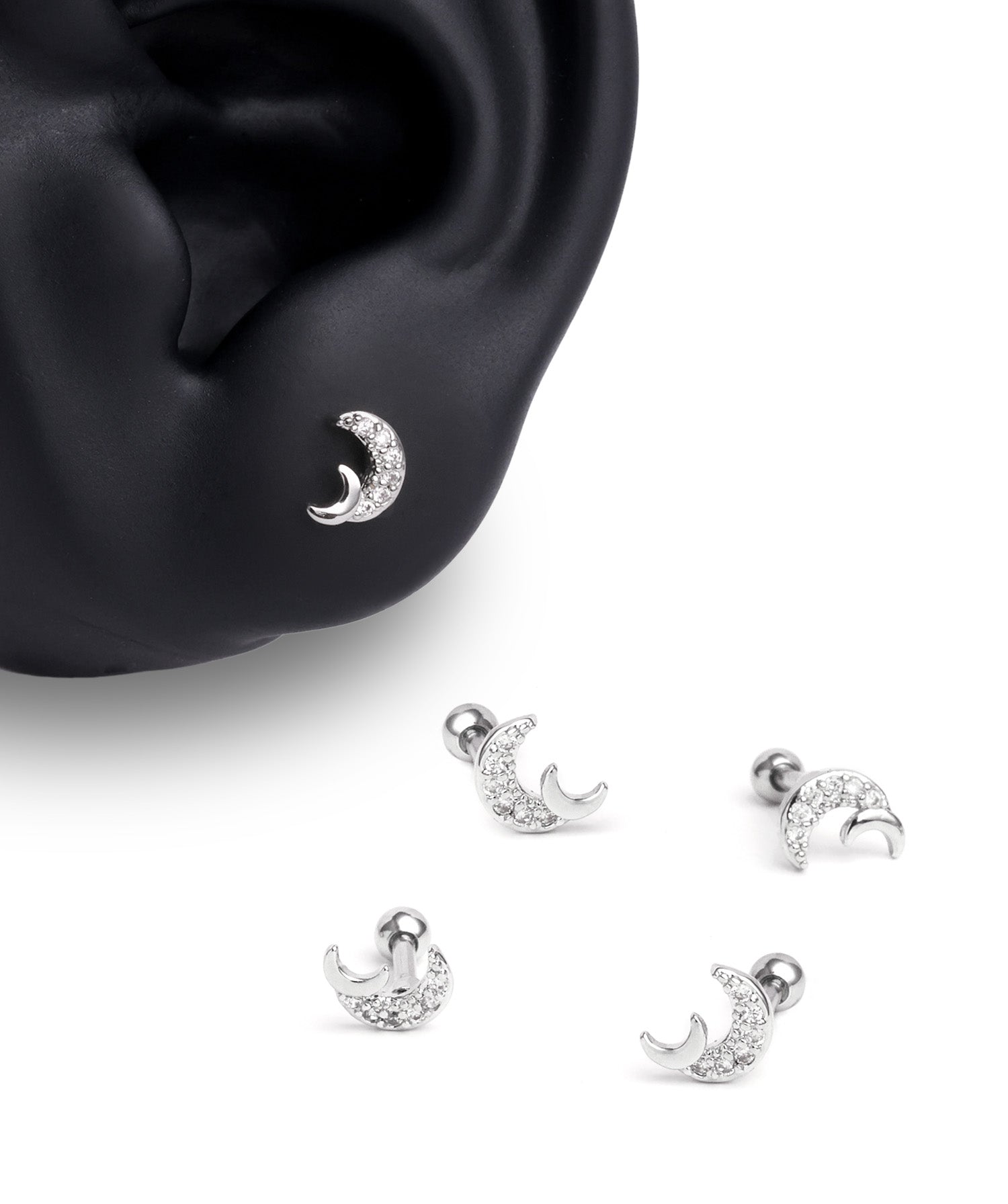 Double Moon Stud - OumoJewelry