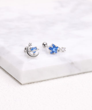 Charming Heart Moon Stud - OumoJewelry
