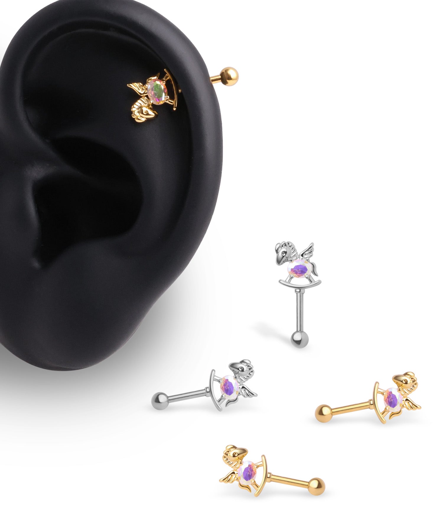 Unicorn Vertical Helix Stud - OumoJewelry