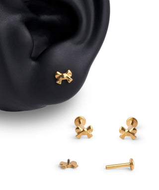 Titanium Bow Flatback Stud - OumoJewelry
