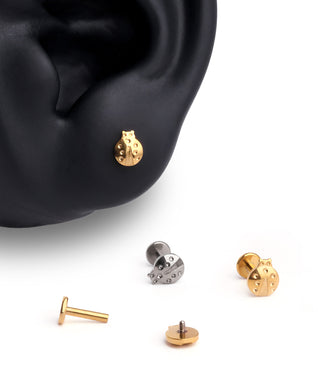 Titanium Ladybug Flatback Stud - OumoJewelry