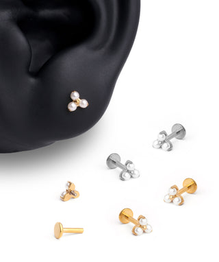 Titanium Elegant Pearl Flatback Stud - OumoJewelry