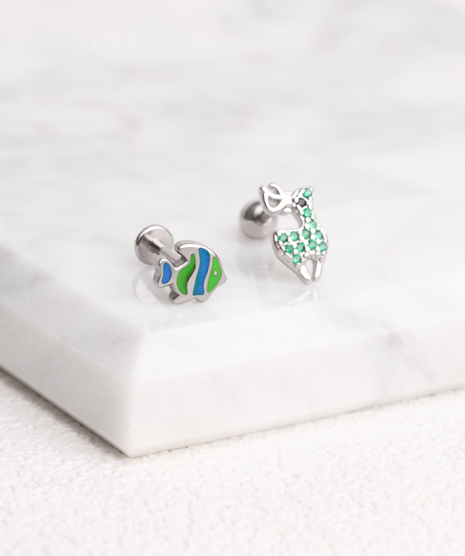 Enamel Fish Flatback Stud - OumoJewelry
