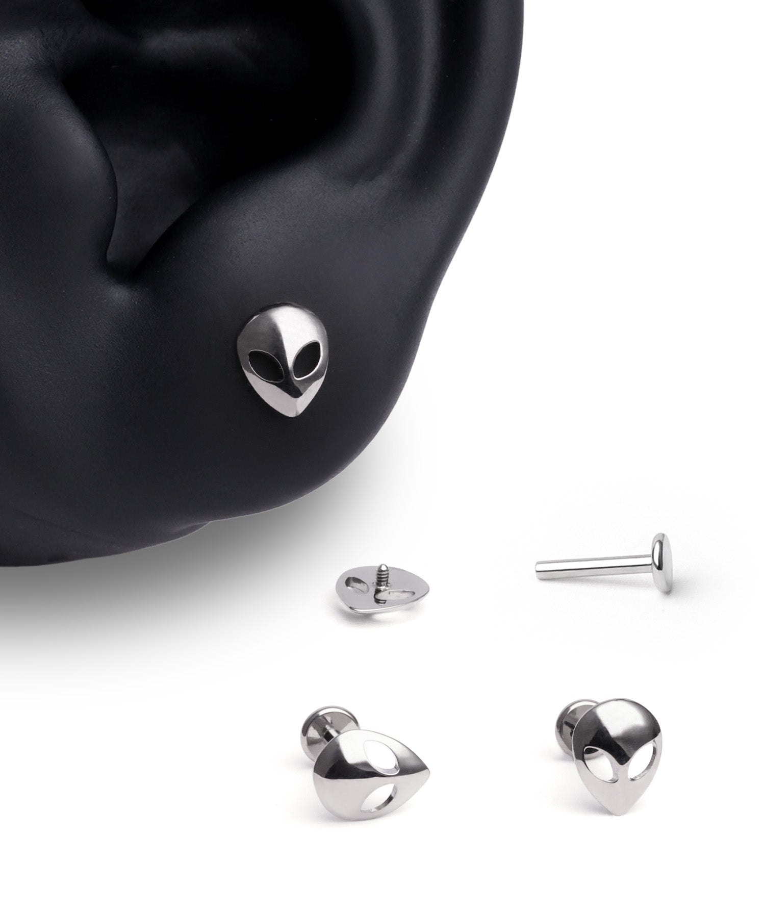 Titanium Alien Flatback Stud - OumoJewelry