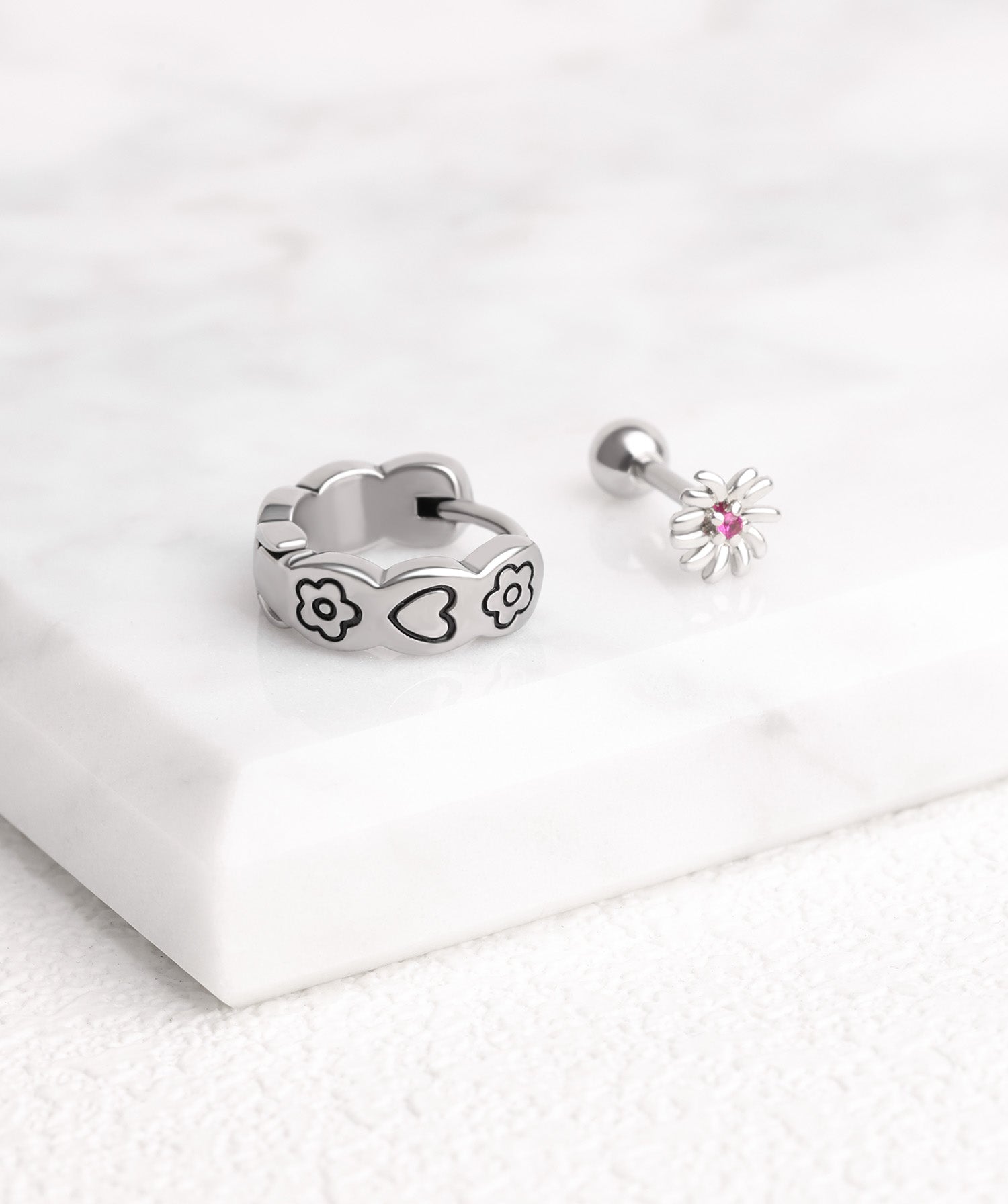 Flower & Love Hoop - OumoJewelry