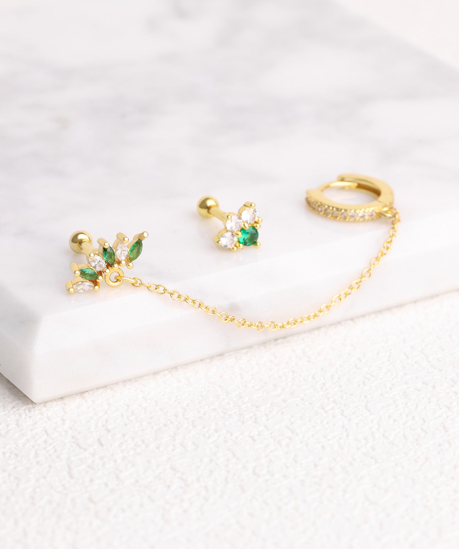 Delicate Green Gemstone Stud - OumoJewelry