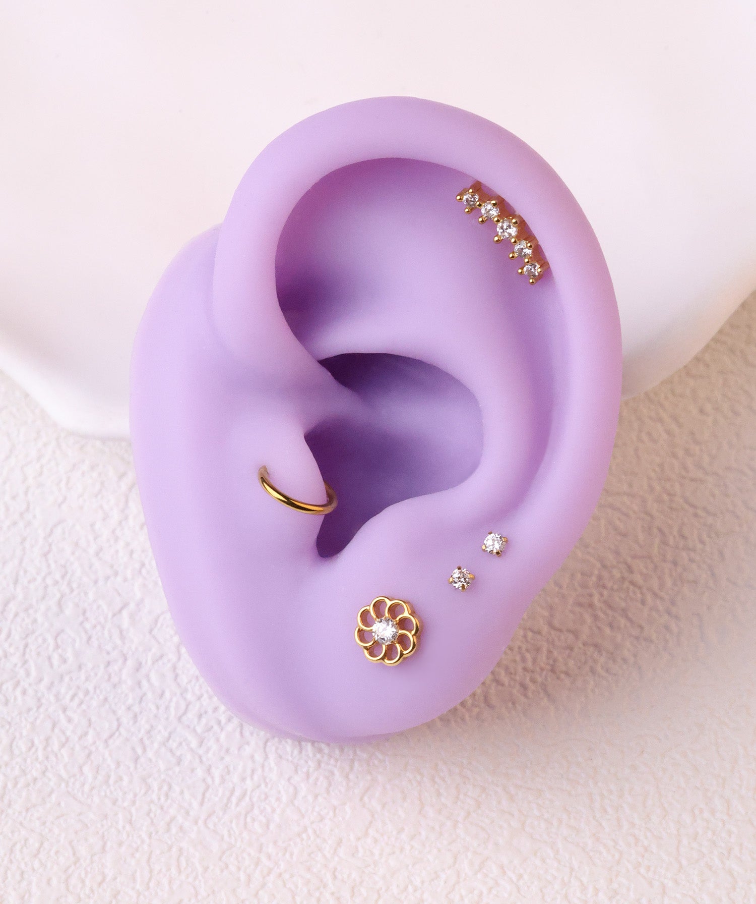 Titanium Delicate Flower Flatback Stud - OumoJewelry