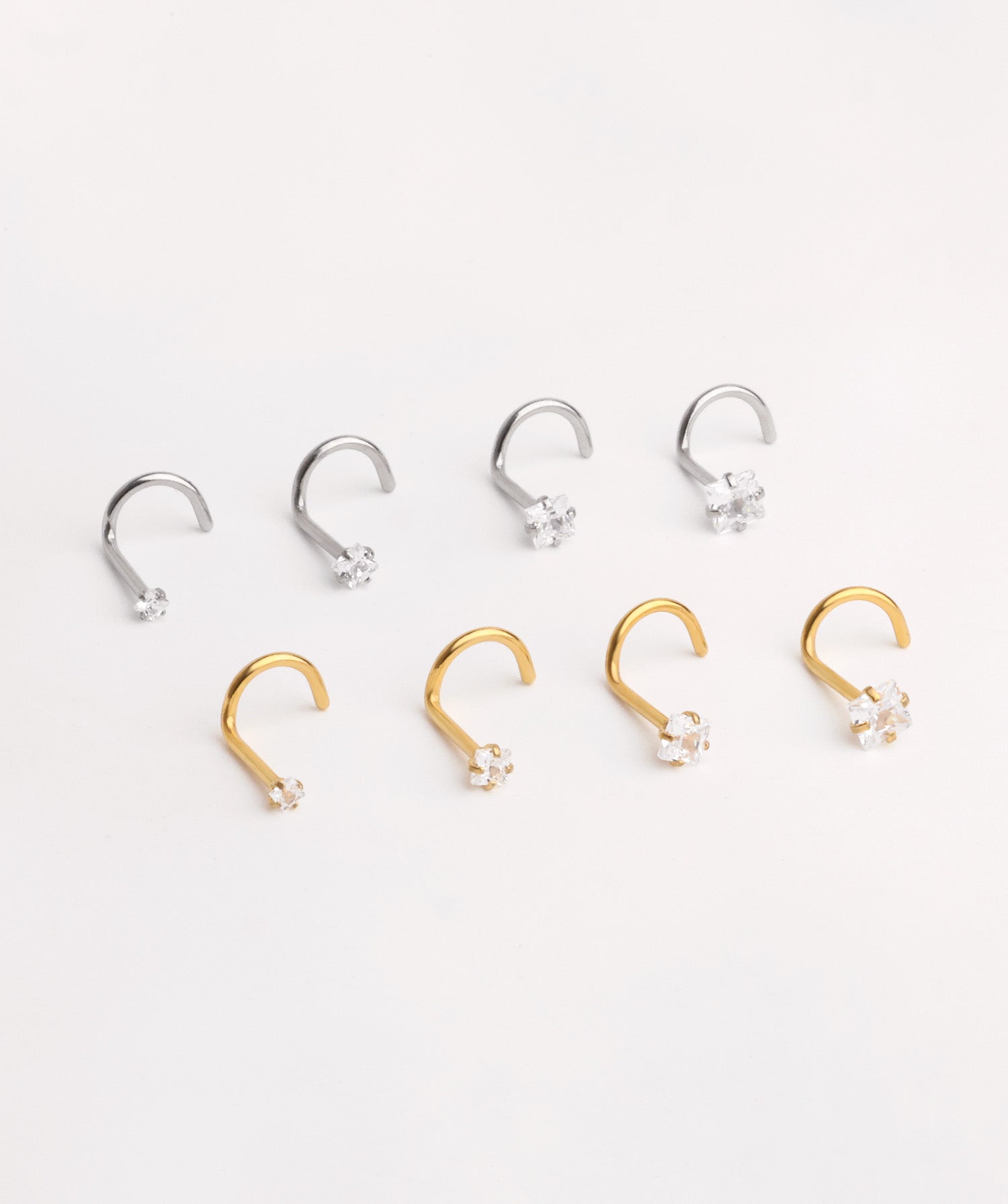 Square Gemstone Nose Stud - Stainless Steel - Nostril - Oumo Jewelry