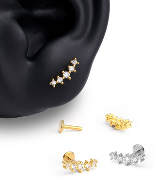 Shiny Gems Curved Flatback Stud - OumoJewelry