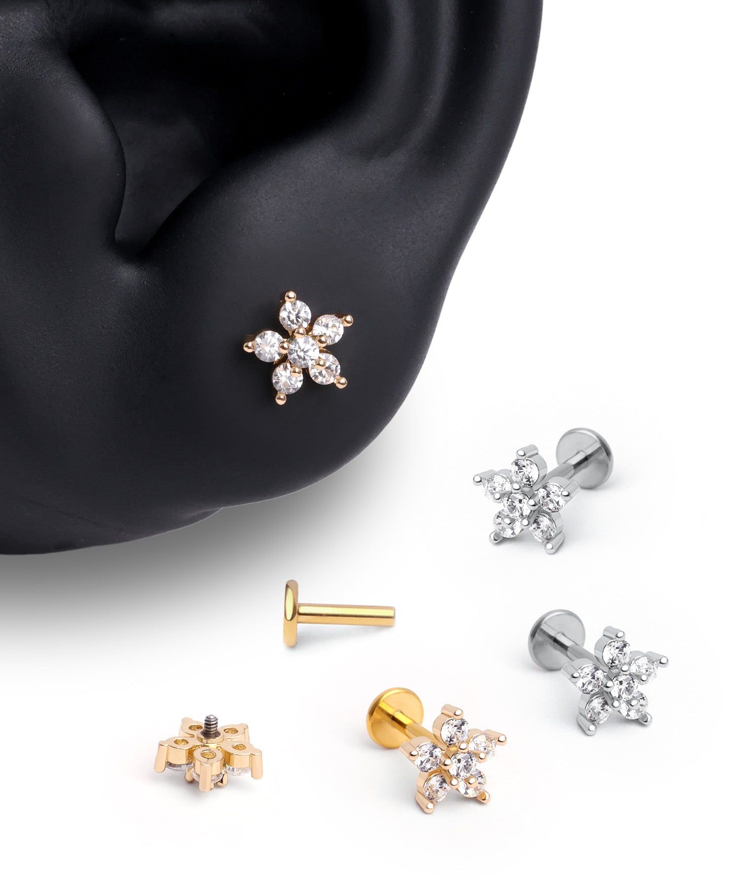 Sparkle Flower Flatback Stud - OumoJewelry