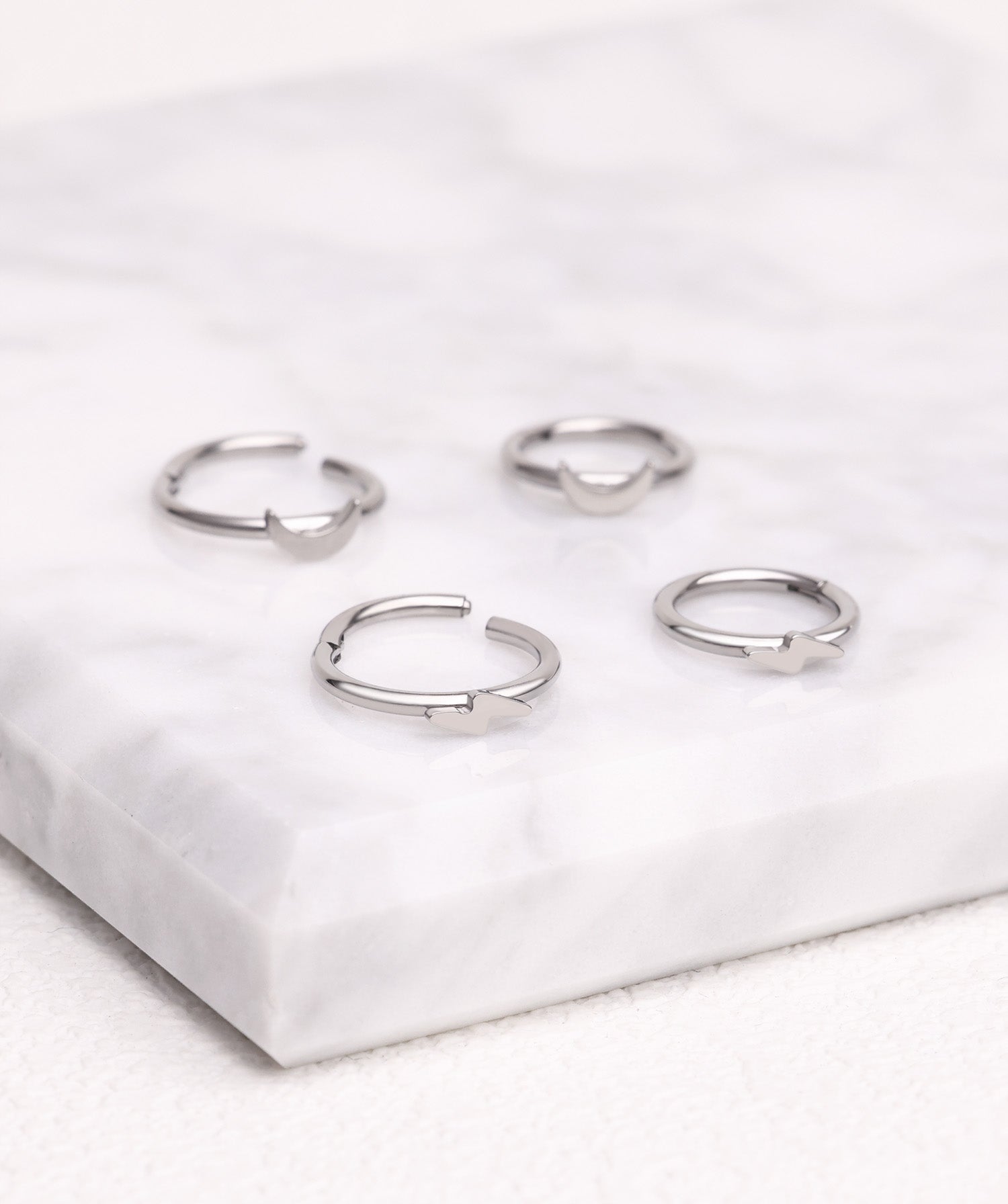 Titanium Lightning Clicker Hoop - OumoJewelry