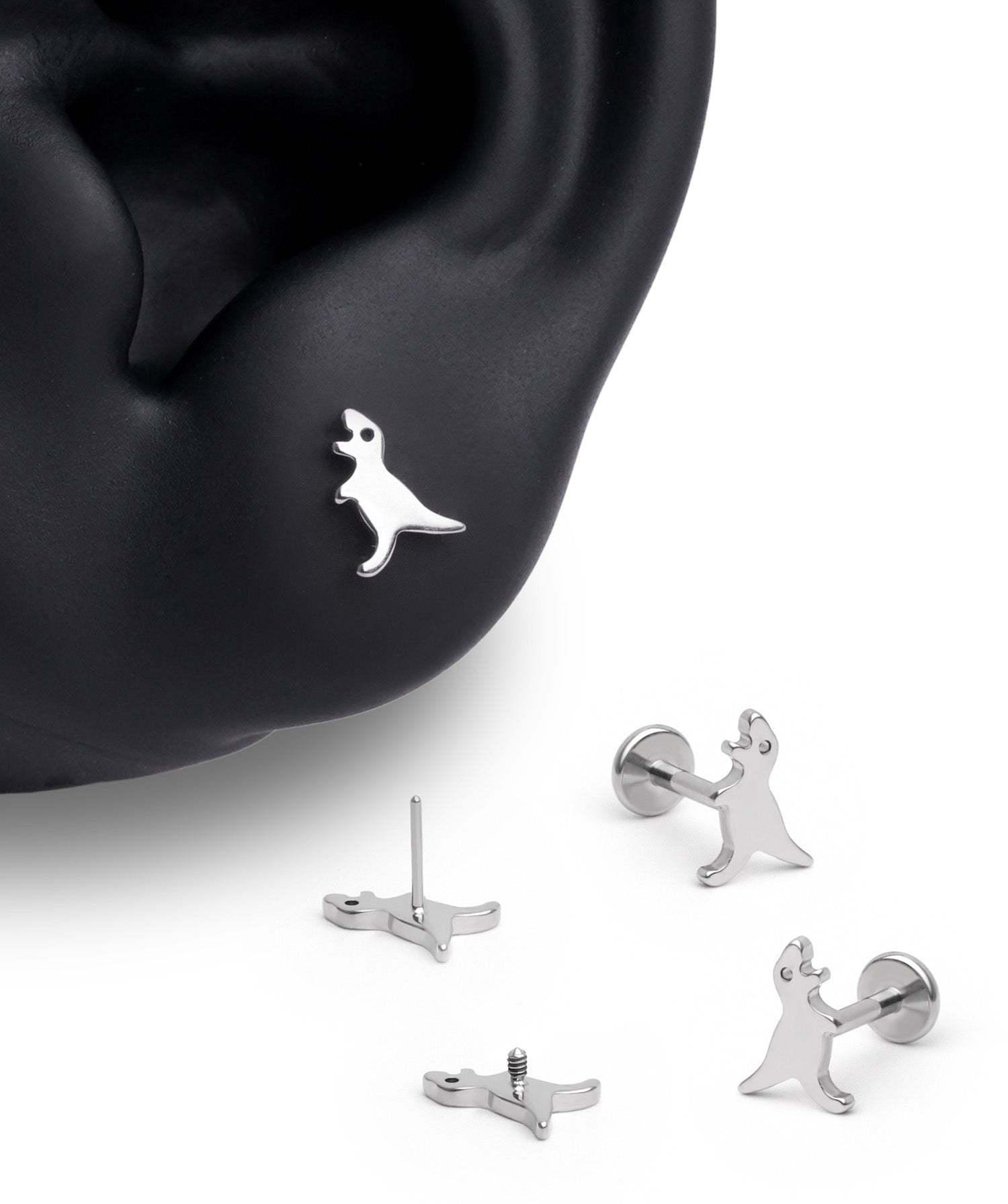 Titanium Dinosaur Flatback Stud - OumoJewelry