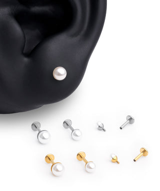 Titanium Pearl Flatback Stud - OumoJewelry