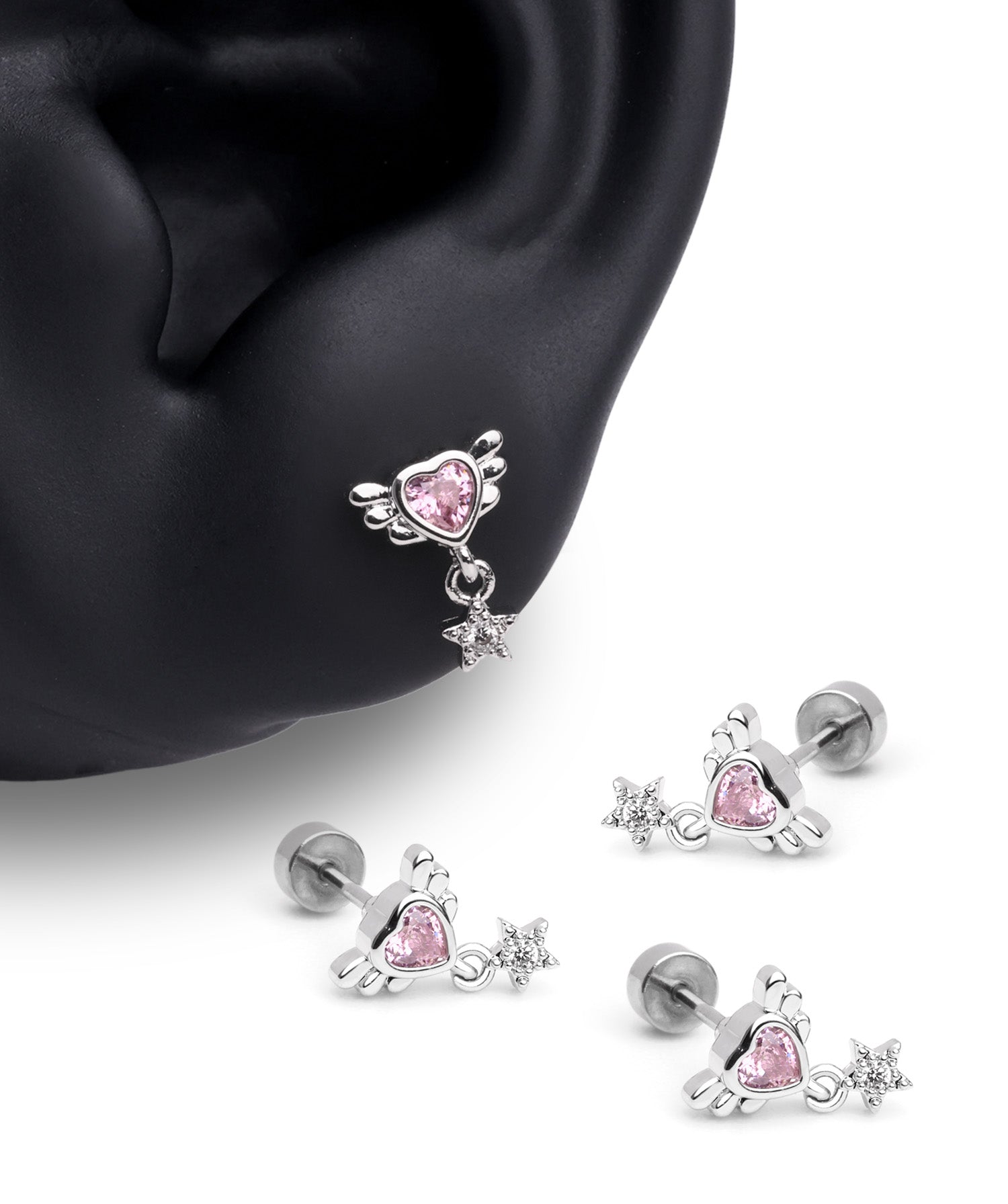 Heart & Star Flatback Drop - OumoJewelry
