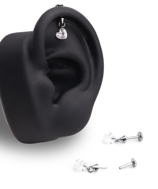 Titanium Heart Vertical Helix Flatback Stud - OumoJewelry