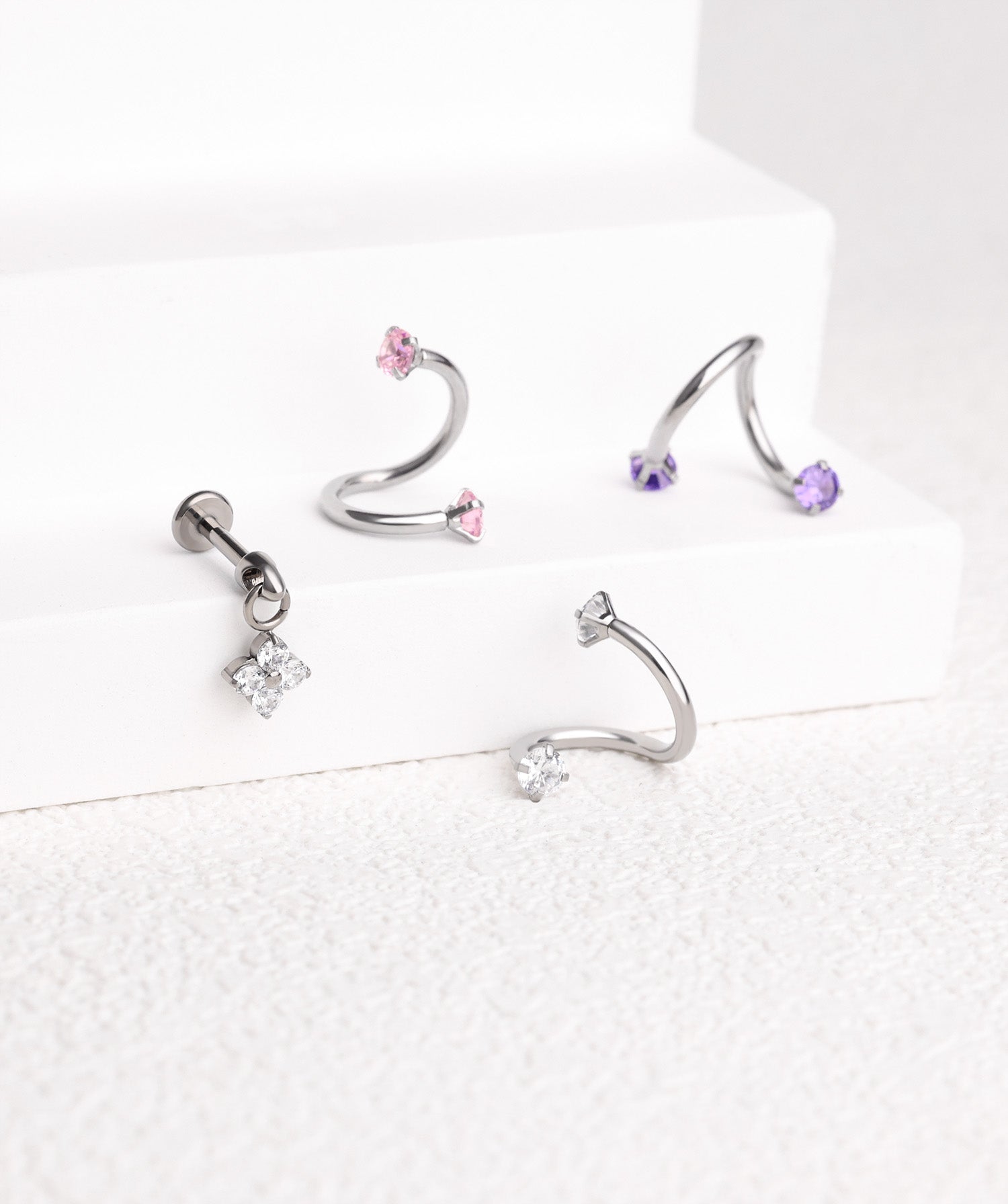 Spiral Gem Barbell - OumoJewelry