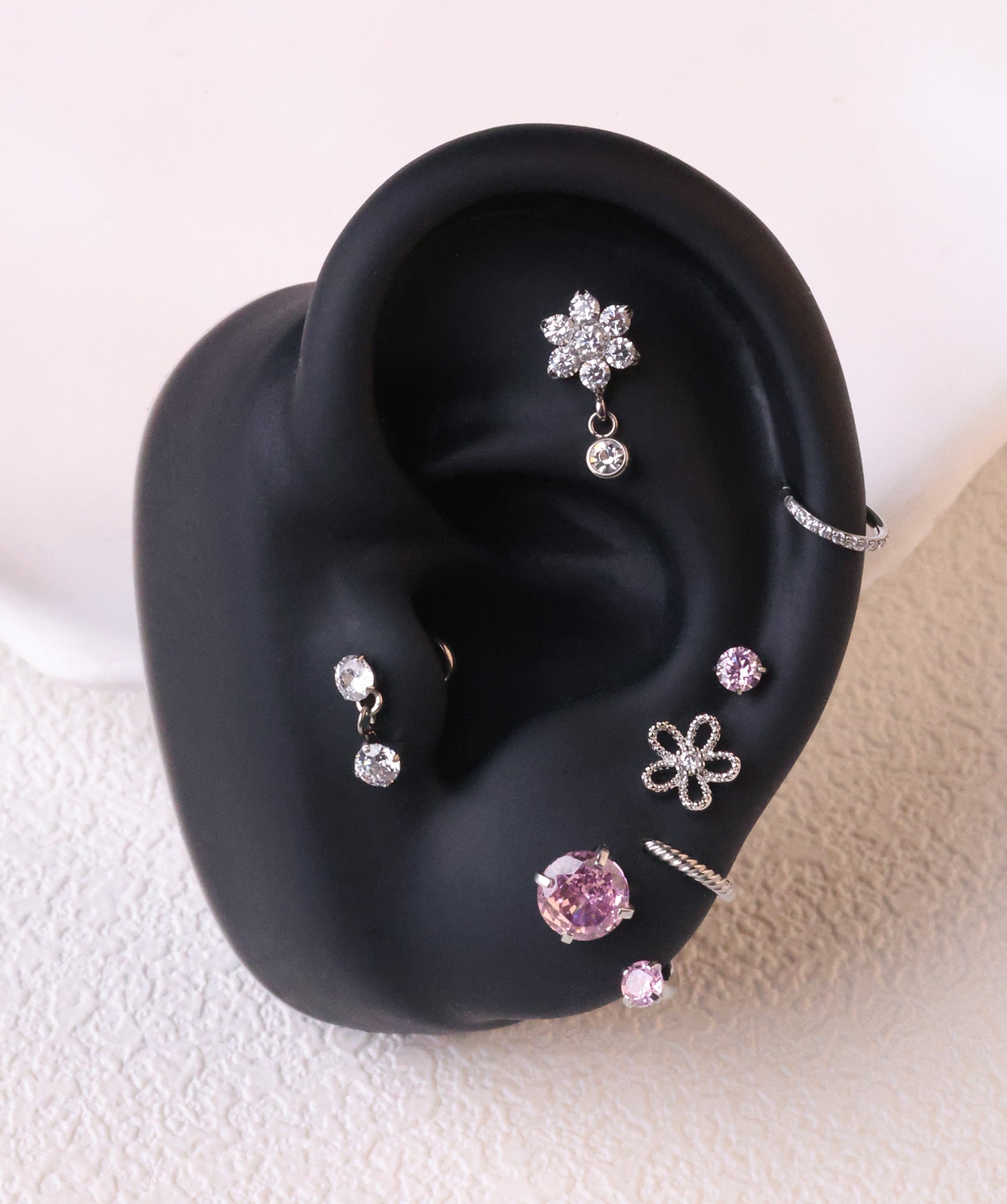 Titanium Flower Gem Flatback Drop - OumoJewelry