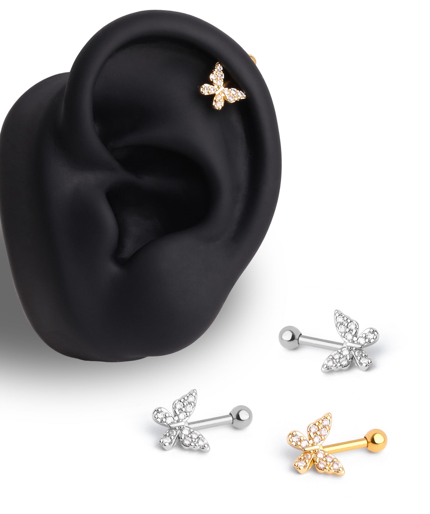 Shiny Butterfly Vertical Helix Stud - OumoJewelry