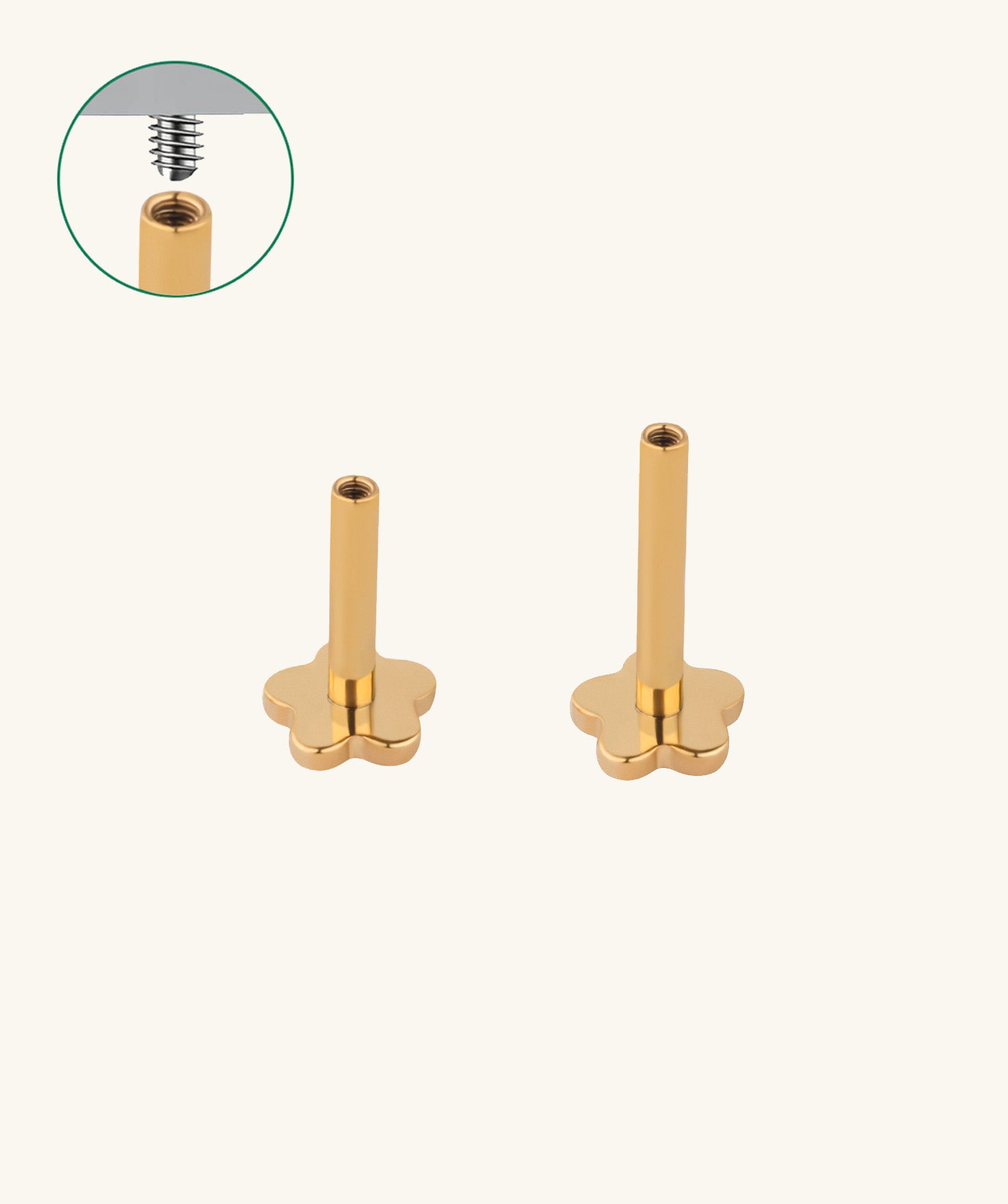 Flower Internal Threaded Flat Back Post (Titanium) - OumoJewelry