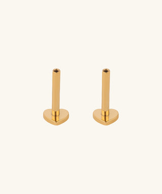 Heart Internal Threaded Flat Back Post (Titanium) - OumoJewelry