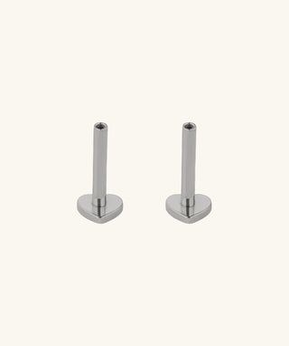 Heart Internal Threaded Flat Back Post (Titanium) - OumoJewelry