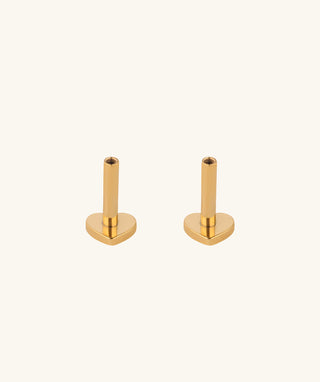Heart Internal Threaded Flat Back Post (Titanium) - OumoJewelry