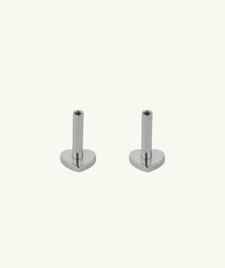Heart Internal Threaded Flat Back Post (Titanium) - OumoJewelry