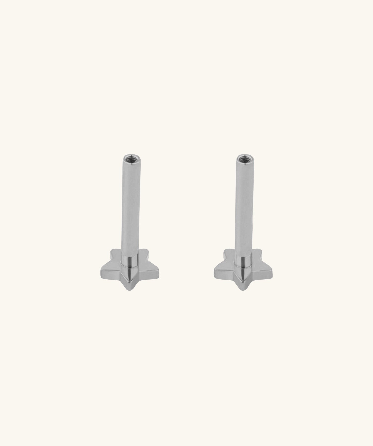 Star Internal Threaded Flat Back Post (Titanium) - OumoJewelry