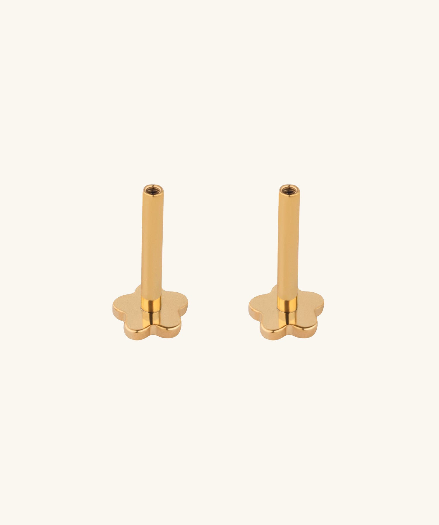 Flower Internal Threaded Flat Back Post (Titanium) - OumoJewelry