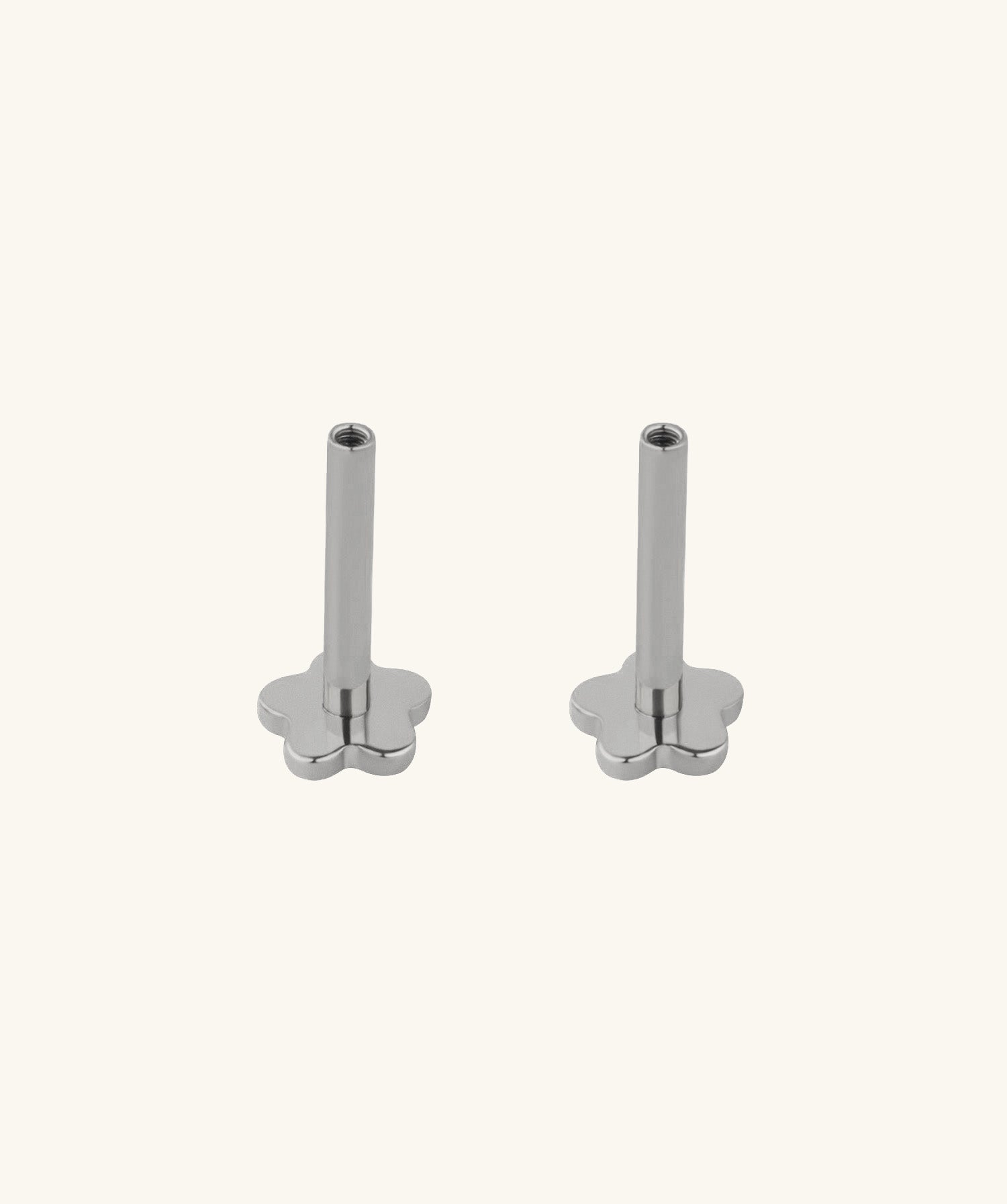 Flower Internal Threaded Flat Back Post (Titanium) - OumoJewelry