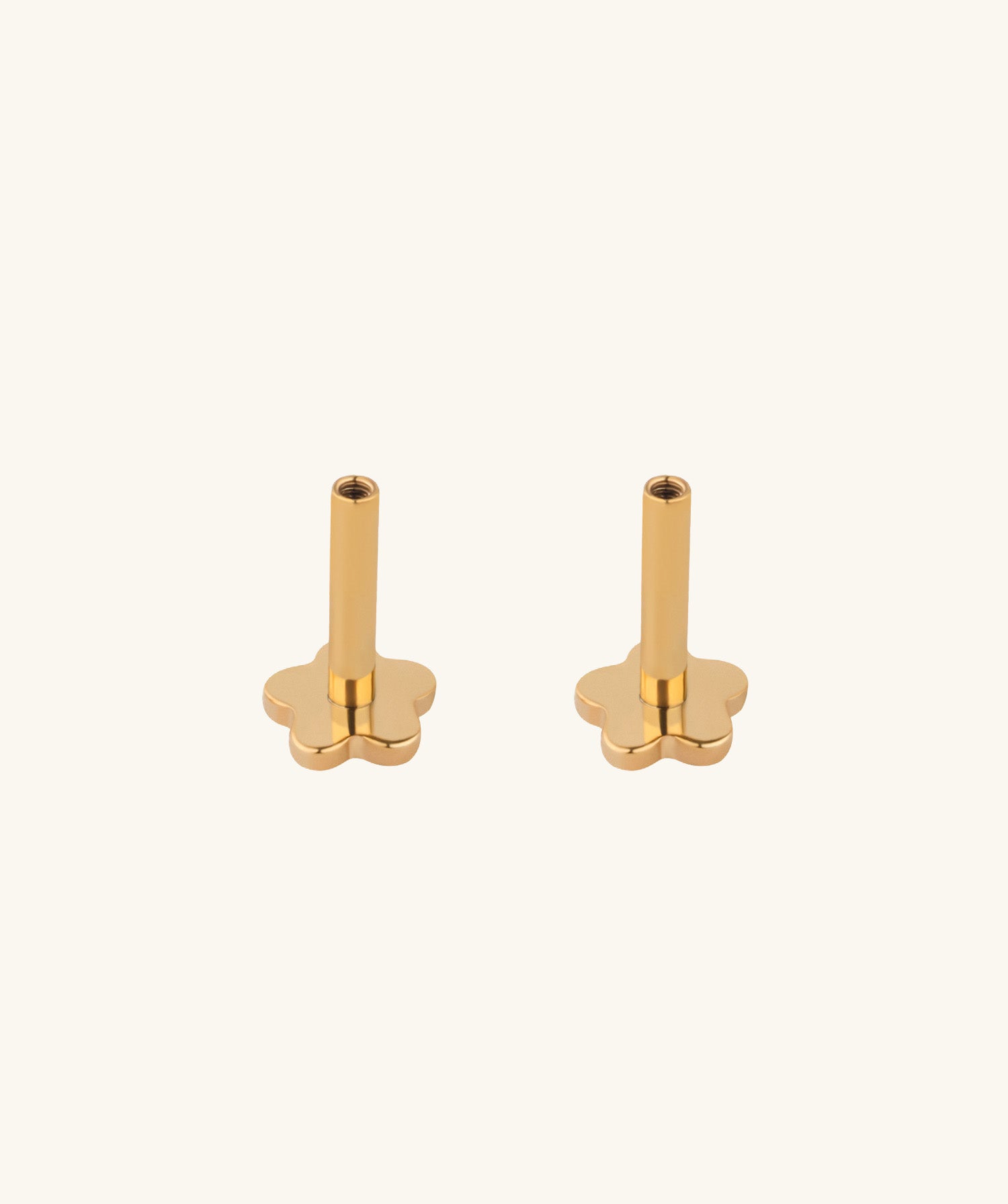 Flower Internal Threaded Flat Back Post (Titanium) - OumoJewelry
