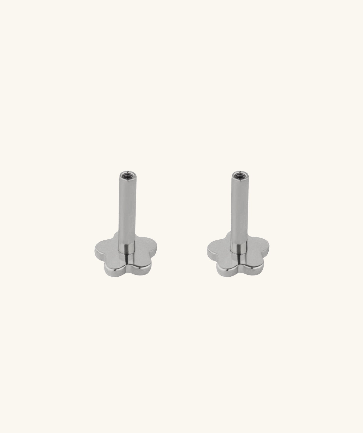 Flower Internal Threaded Flat Back Post (Titanium) - OumoJewelry