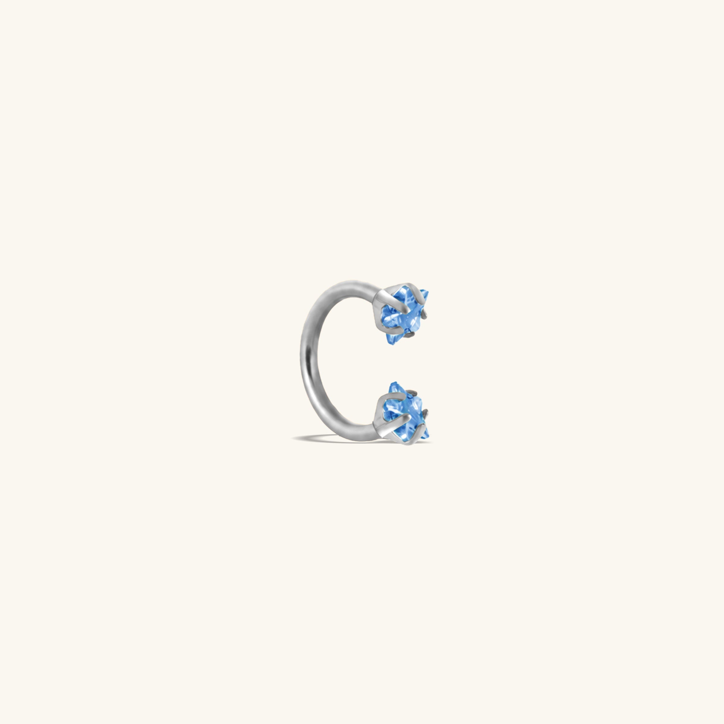 Titanium Stars Horseshoe Ring