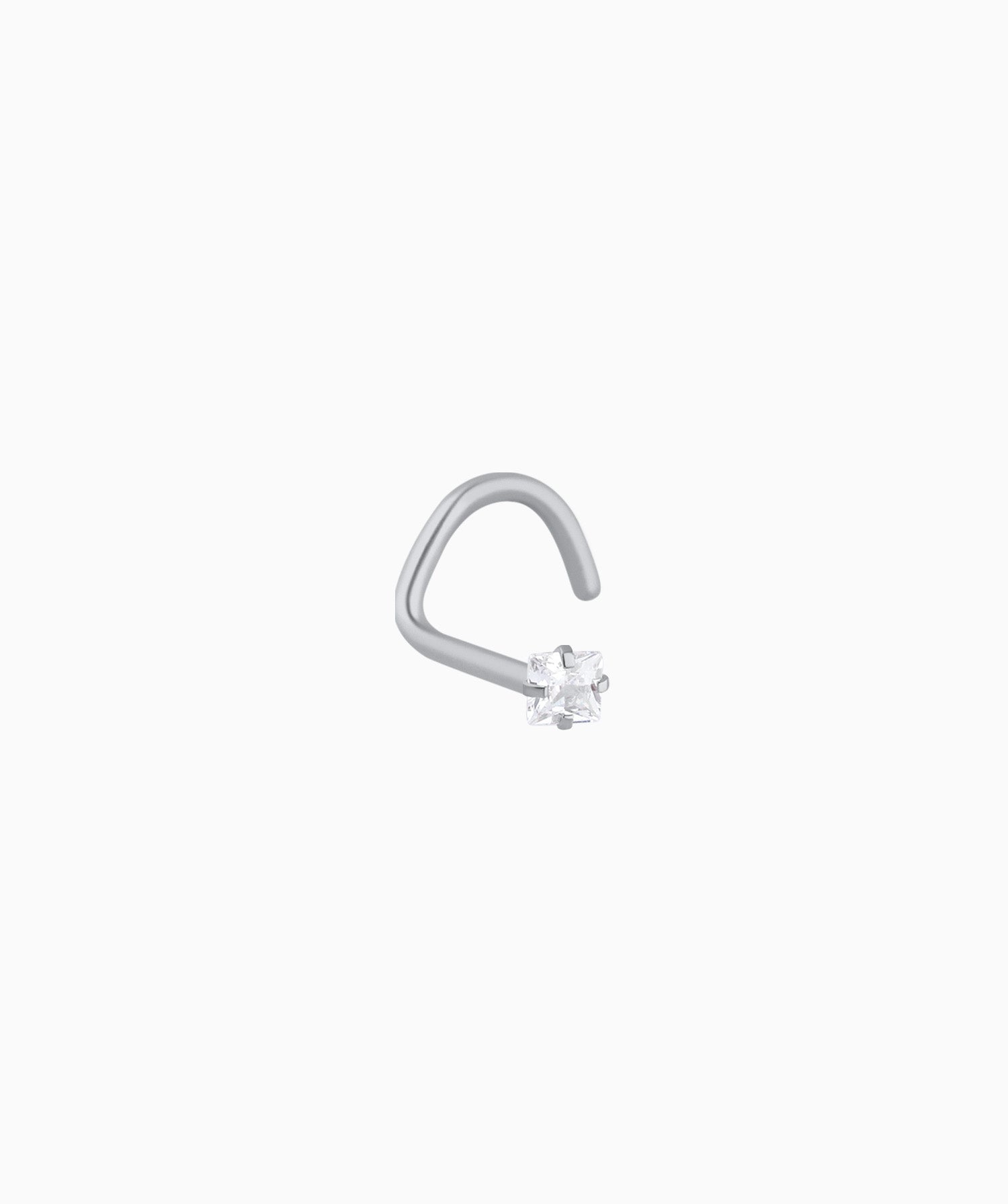 Square Gemstone Nose Stud - Stainless Steel - Nostril - Oumo Jewelry