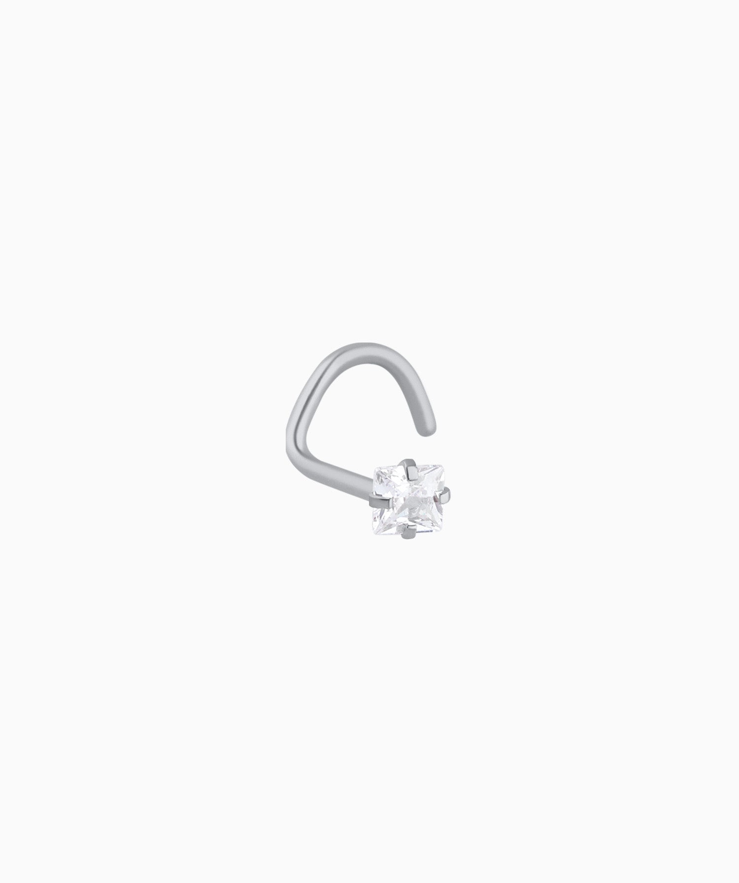 Square Gemstone Nose Stud - Stainless Steel - Nostril - Oumo Jewelry