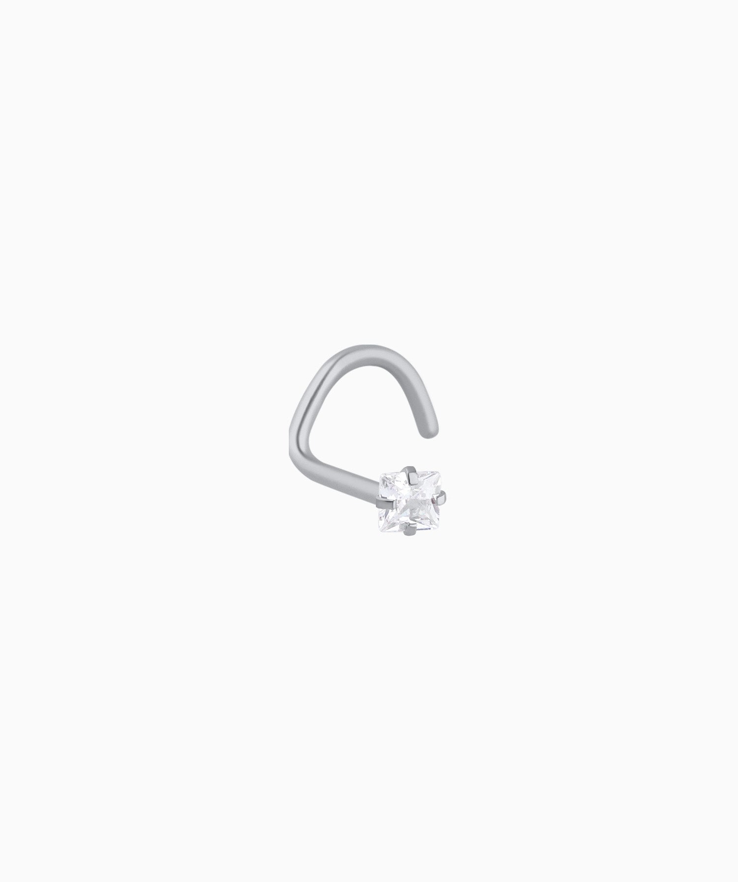 Square Gemstone Nose Stud - Stainless Steel - Nostril - Oumo Jewelry