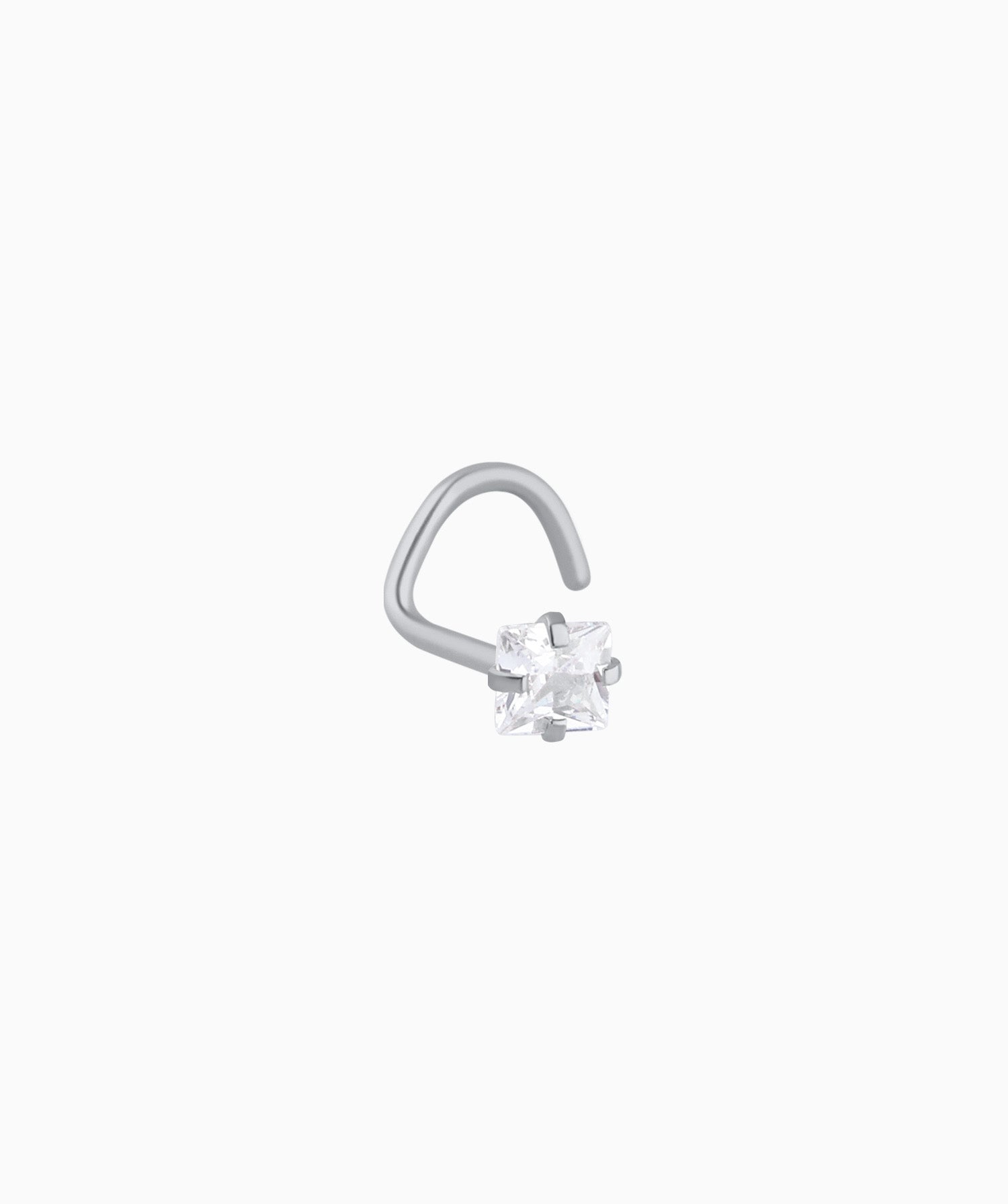 Square Gemstone Nose Stud - Stainless Steel - Nostril - Oumo Jewelry