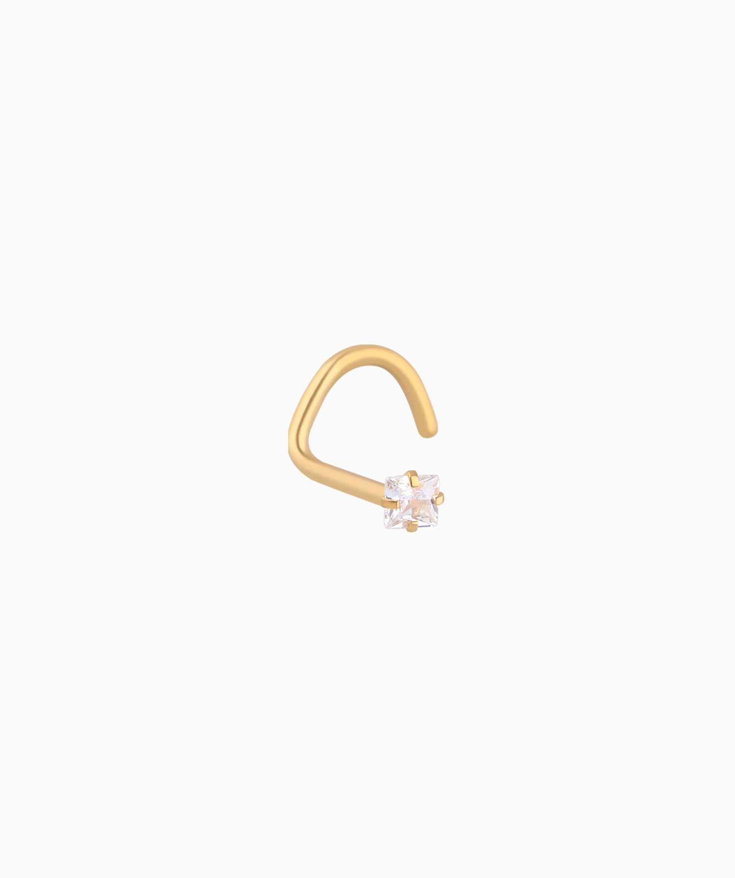 Square Gemstone Nose Stud - Stainless Steel - Nostril - Oumo Jewelry