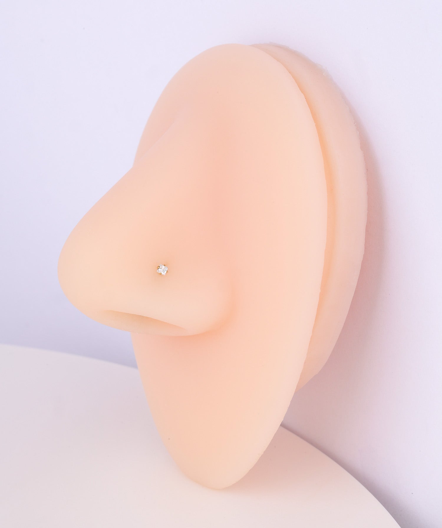 Square Gemstone Nose Stud - Stainless Steel - Nostril - Oumo Jewelry
