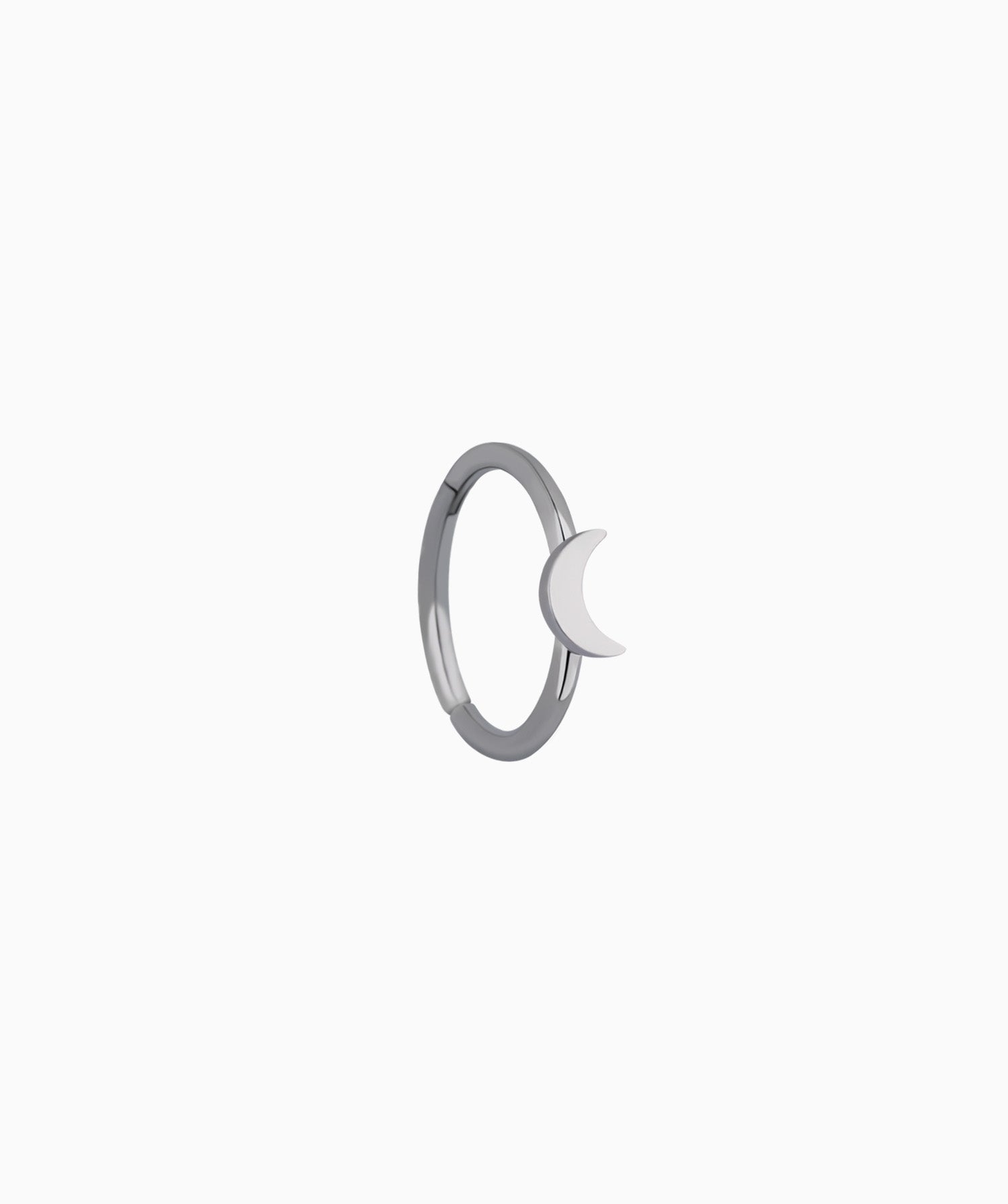 Titanium Crescent Moon Clicker Hoop - OumoJewelry