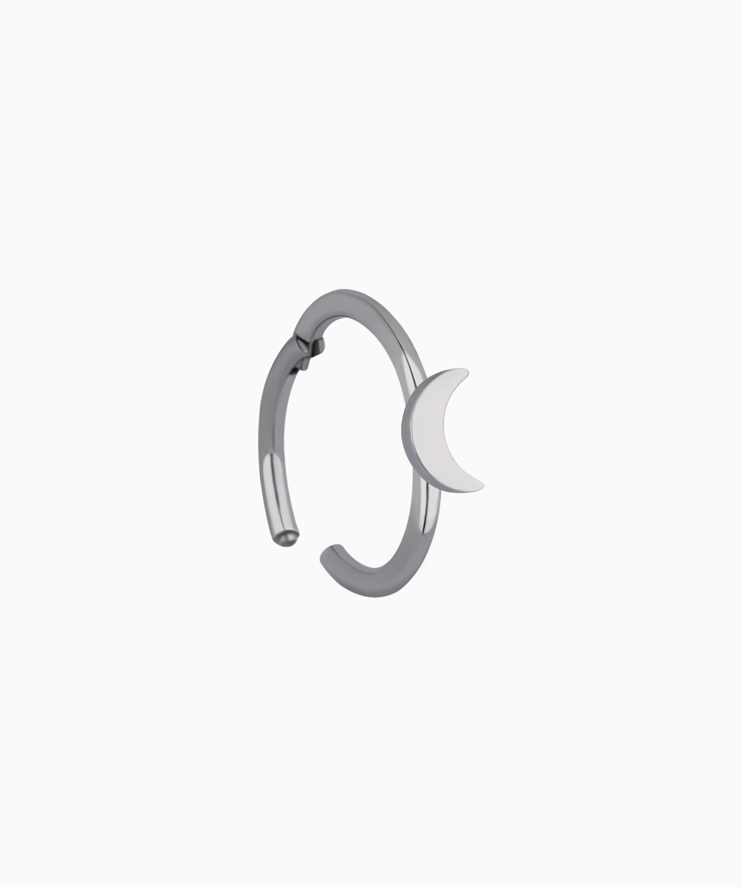 Titanium Crescent Moon Clicker Hoop - OumoJewelry