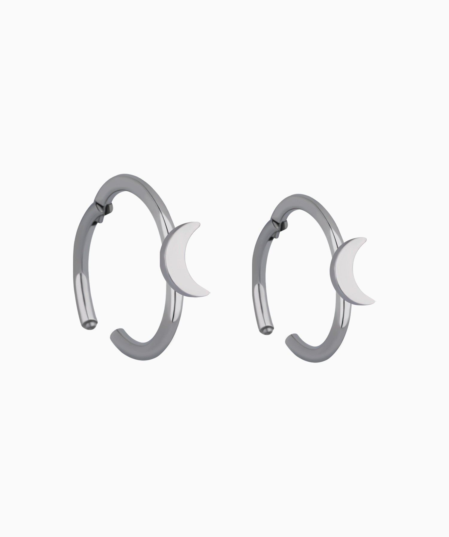 Titanium Crescent Moon Clicker Hoop - OumoJewelry