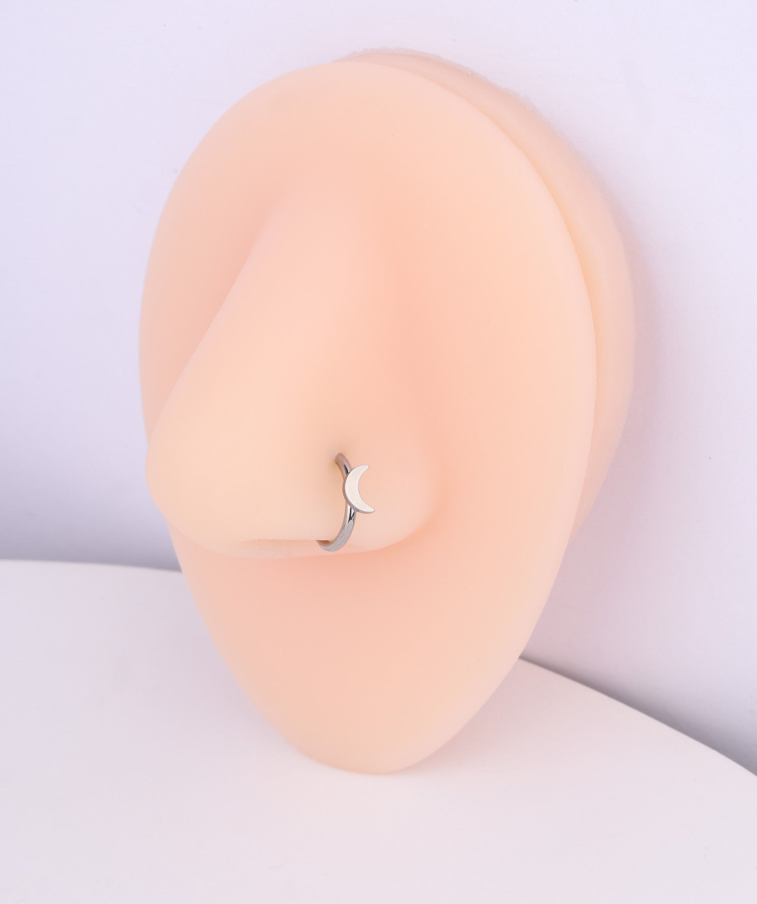 Titanium Crescent Moon Clicker Hoop - OumoJewelry
