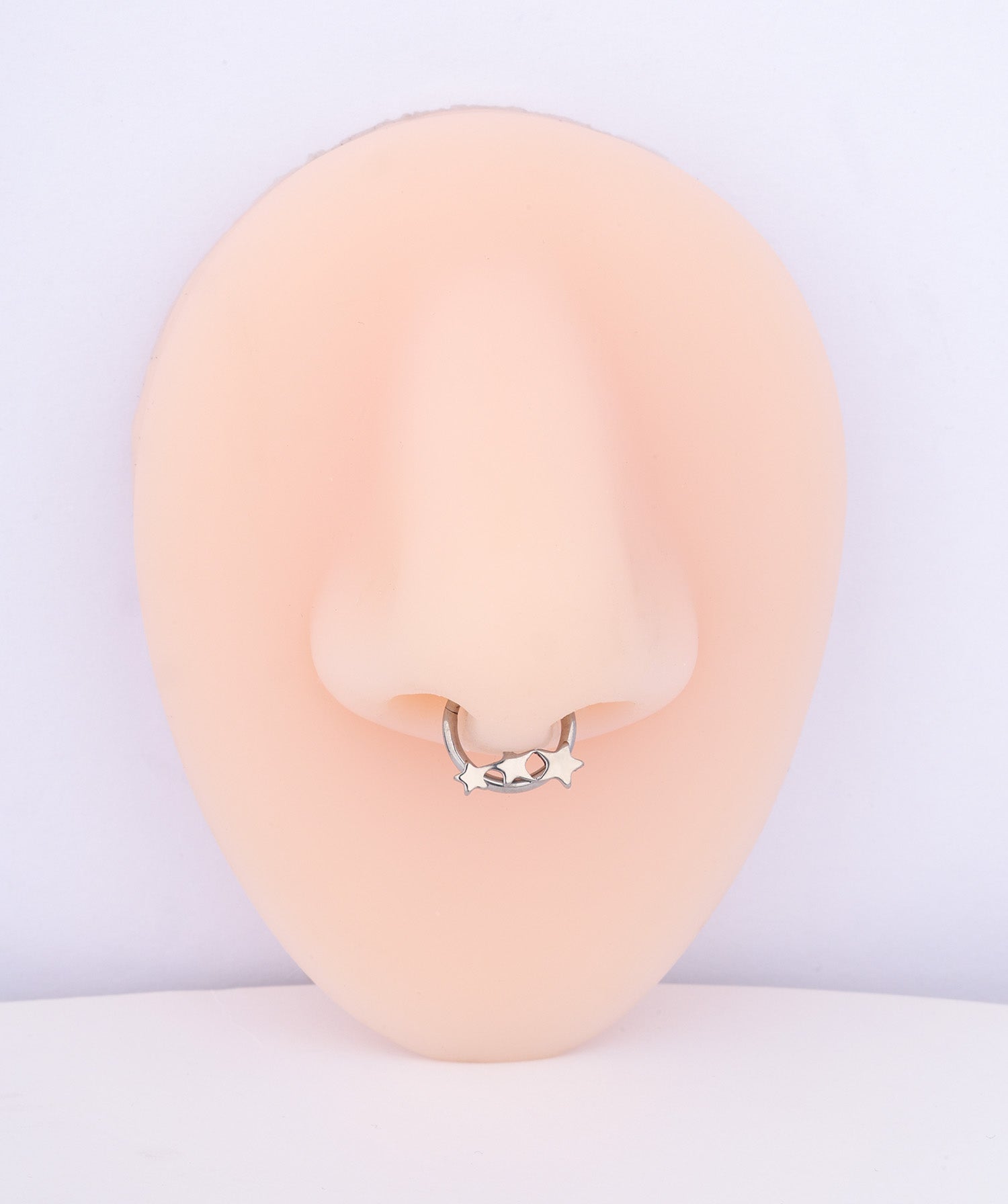Titanium Trio Star Clicker Hoop - OumoJewelry